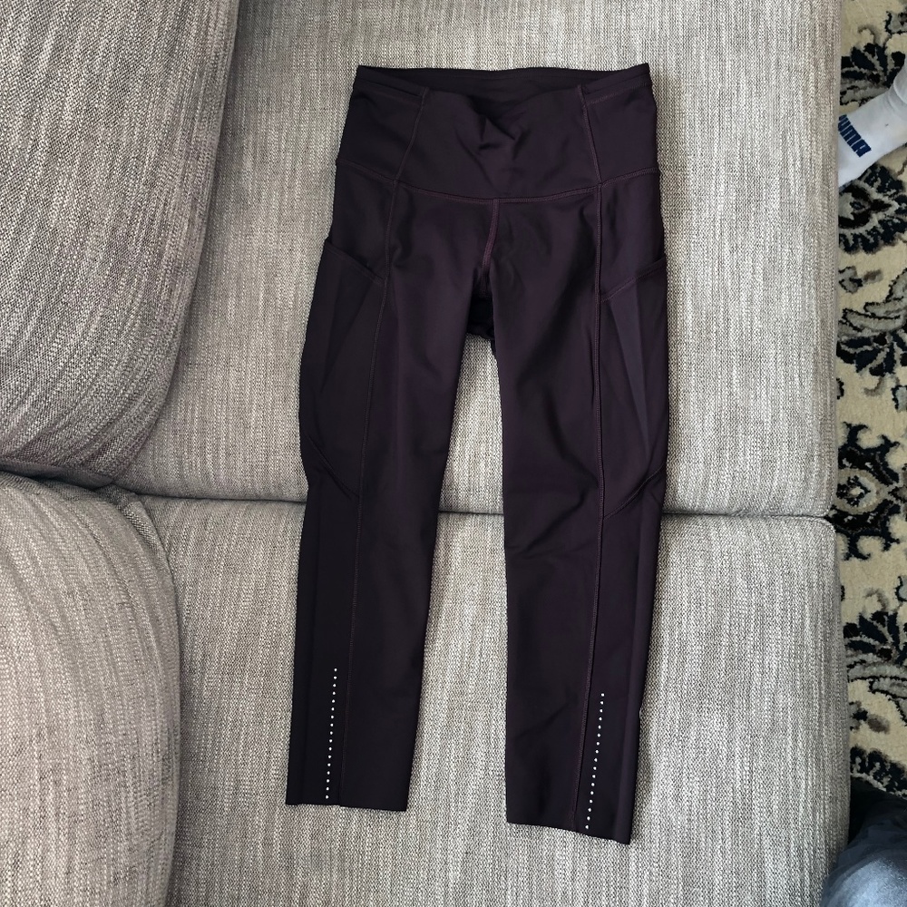 Lululemon purple crop leggings, size: 4